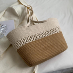 Kudumiskomplektid Kangast Khaki v&auml;rvi rannakott Suure mahutavusega k&auml;sitsi valmistatud &otilde;lgedest kevadsuvise puhkuse kott Naiste kott ostukott 28x9.5x24cm khaki