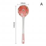 Kawaii lilleline keraamiline supilusikas armas korea j&auml;&auml;tisega k&auml;sitsi maalitud kohvimagustoit Pika varrega lusikas k&ouml;&ouml;gitarvikud