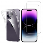 Coque transparent pour iPhone 15 PRO et 2 Verres Tremp&eacute; Film Protection Ecran Phonillico&reg;