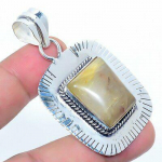 Natural Golden Rutile Gemstone 925 Sterling Silver Gift Pendant 2.17 l5k93