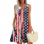 Naiste suvekleidid V-kaelusega varrukateta ja taskutega p&auml;ikesekleidid XXXL