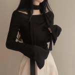 Y2K Crop T-s&auml;rgid Naiste Hotsweet &scaron;ikk pikkade varrukatega naiste vintage moodne &otilde;lavaba s&auml;rk Lady Kevadine vabaaja pitsiline T-s&auml;rk M must