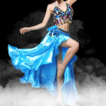 T&auml;iskasvanud daami naiste k&otilde;hutantsukost&uuml;&uuml;m, idamaine k&otilde;hutantsu seelik, lavaesinemine, 3tk komplekt rinnahoidja v&ouml;&ouml; seelik k&otilde;hutantsur&otilde;ivad L t&uuml;rkiissinine