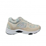 (w) Chaneli tossud Puuvillane Tweed Seemisnahk Vasikanahk & Hele Sinine Ecru 37W