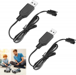 2 tk USB-laadimiskaabel 3,7 V RC-akudele NiCd NiMH LiPo SM-2P pistikuga &ndash; &Uuml;hildub RC-autode FPV-droonidega must