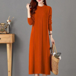 S&uuml;gis- ja talve naiste kampsunkleit &uuml;mara kaelusega, alt kootud pikk kleit, l&otilde;dvad pluss suuruses kleidid M