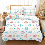 Animal Crossing Voodipesukomplekt Joonisfilm M&auml;ng 3D Tekikottide Komplektid &Uuml;heinimesevoodi T&auml;issuuruses Kuninganna Kuningsuuruses Padjap&uuml;&uuml;r lastele Kingitus Kodu Dekoratsioon Us Twin 173x218cm