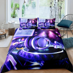 Kodu elamine Luksus 3D DJ K&otilde;rvaklapid Voodipesu komplekt Muusika Tekikate Padjap&uuml;&uuml;r Kuninganna ja Kuningas EL/USA/AU/UK Suurus Tekk Voodipesu EU single(135x200cm) blue