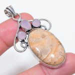 Natural Picture Jasper, Chalcedony 925 Sterling Silver Pendant 2.36 q6g93