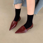 Terava ninaga lamedad kingad Naiste Mokassiinid Kingad Suvised Vabaaja Jalutusk&auml;igud Kingad Disainer Uued Seksikad Sandaalid Br&auml;nd Kleidiks Retro Femme Zapatillas 35 burgundiapunane