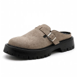 4CM K&otilde;rgust Suurendavad Muulad Sandaalid Meestele Moodsad Kinnise Ninaga Sandaalid Kodujalan&otilde;ud V&auml;lisjalan&otilde;ud Suede Nahast Platvormsandaalid 38 khaki