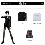 M&auml;ngu Persona 5 Ren Amamiya Akira Kurusu Kost&uuml;&uuml;m Cosplay Meeste Koolivorm Unisex Halloweeni &Uuml;likond Jakk Peo Must &Uuml;likonna Komplekt M
