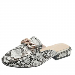 Naiste sussid Madu Muster Laisad Mokassiinid Metallkett Moodsad Muulad Ruudukujuline Nina Madal Kont Vabaaja Sandaalid V&auml;rvilised K&otilde;rge Kvaliteediga Klipid 35 hall v&auml;rv