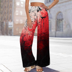 Naiste tr&uuml;kimustriga laia s&auml;&auml;rega p&uuml;ksid taskutega, k&otilde;rge v&ouml;&ouml;kohaga, n&ouml;&ouml;riga, lahtised vabaaja p&uuml;ksid S punane