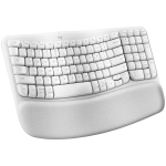 Logitech WAVE KEYS ergonoomiline klaviatuur, juhtmevaba Bluetooth kahemoodiline sisseehitatud randmetoega, mugav kontori mitme seadme &uuml;hendus valge