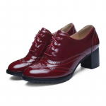 Suur Suurus 43 Naiste Oxfords Retro K&otilde;rged Paksude Kontsadega Brogues Sinised Punased Mustad &Uuml;mara Ninaga Peokleit Kontoridaam Briti Paeltega Kingad 33