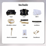SBluuCosplay Kpop Huntrix Zoey Mira Rumi Cosplay Demon Hunters Cosplay Kost&uuml;&uuml;m Parukas Naistele Must Kuldne &Uuml;likond Halloweeni Peokleit XS