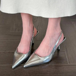 Uued naiste sandaalid Terava ninaga Slingbacks Kuldse k&otilde;rge kontsaga kingad H&otilde;bedased pumbad 2025 Suvine pulmakleit Kingad Zapatos Mujer 35 h&otilde;be