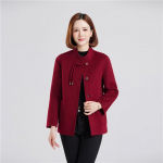 Fengxun Chinese Style Mom's 100% Wool Double-Faced Short Coat L