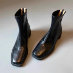 Prantsuse pehme nahast paksukontsaga l&uuml;hikesed saapad naistele 2025 s&uuml;gis ja talv uued sametised retro ruudukujulise ninaga k&otilde;rgekontsaga elastikust &otilde;hukesed Martin saapad 38 must