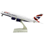 1/240 M&otilde;&otilde;tkava Airbus A380 Valatud Vaik British Airways 30CM M&auml;ngulennuki Mudel Kingitus S&otilde;pradele Ratta-lennukiga Lennuki Kingitus white