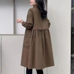 &Uuml;hev&auml;rviline keskmise pikkusega trenchcoat - Kevad/S&uuml;gis Korea Mood L&otilde;tv l&otilde;ige &Uuml;ler&otilde;ivad M 42.5-57.5kg kohv