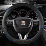 for Seat Altea 2004~2015 Car Steering Wheel Cover PU Leather Non-slip Auto Accsesories O shape White