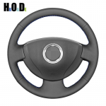 DIY Hand sewing Artificial Leather Car Steering Wheel Cover for Lada Largus Nissan Almera G15 Renault Logan 1 Sandero Light Blue Thread