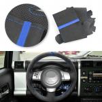 Blue line with blue strip For Toyota FJ Cruiser 2007- Car Inner Accessories Suede leather Steering Wheel Cover Trim