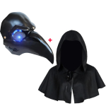 Punk Vares Mask Kost&uuml;&uuml;m Surmaingel Nevermore Must Nahk Overwatchi Katkutohtri Cosplay Maskideks Linnud Pikk Nohu LED Silmad Retro Rock