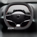 for Volvo EX30 2024 2025 Hand-stitched black non-slip Leather Car Steering Wheel Cover Red line style