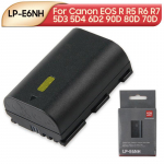 Laetav liitiumaku Canon EOS R R5 R6 R7 5D3 5D4 6D2 90D 80D 70D 60D LP-E6NH kaamerapatarei jaoks 2130mAh