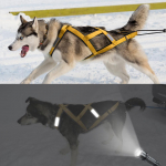 Koerarakendi rakmed Helkuriga Lemmiklooma kaalut&otilde;mbe kelgurakmete vest keskmistele suurtele koertele Husky Canicross Skijoring Scootering chest 55 to 75cm kollane