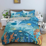 Multikas Allveemaailm Mereloomad Voodipesukomplekt Poistele T&uuml;drukutele Twin Queen Suurus Tekikate Padjap&uuml;&uuml;r Voodi Lapsed T&auml;iskasvanud EU Single(135*200cm)3pcs