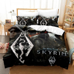 Skyrim voodipesukomplekt &Uuml;he-, Twin-, Full-, Queen-, King-suuruses Voodikomplekt T&auml;iskasvanute Poiste Magamistupp Tekikoti Komplektid 3D Prindiga Anime Voodilina Komplekt EU Single(135*200cm)3pcs