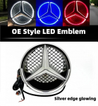 Autokleeps Mercedes Benzi Auto Esiv&otilde;re Logo Valgus peegli pind LED-m&auml;rk Embleem Helendav Dekoratiivne Valgus Mercedes Benzi jaoks Emit blue light