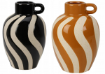 Wazon ceramiczny z uchem duży w paski r&oacute;żne kolory 19x13cm 1szt