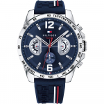 Tommy Hilfiger Decker Sinine sihver Sinine silikoon/kummirihm Meeste kvartsikell 1791476 sinine