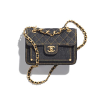 Chanel kuldne silt teemantmustriga nahast ketiga ja teksariidest messenger kott k&auml;ekott &otilde;lakott naiste must Gift Set(Basic Set+Box+Shopping Bag) must
