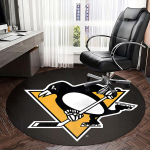Pittsburgh Penguinsi logo, NHLi j&auml;&auml;hokimeeskonna toolimatt, &uuml;mmargune vaip, kontorivaip, libisemisvastane, sobib elutubade, magamistubade sisustuseks.1205124a 120cm by 120cm gray