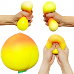 Kollane Virsik Squishy Stressipall T&auml;iskasvanutele ja Lastele, Pehme Veniv Puuvilja Pigistamism&auml;nguasi &Auml;revuse Leevendamiseks