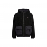 Adidas Originals Logo Fliisist T&auml;is-t&otilde;mblukuga Kapuutsiga Tavaline L&otilde;ige Tuulekindel Sherpa Fliisist Treeningjakk Unisex Must HR4440 L