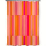 Suvine Roosa-Oranž Triibuline Du&scaron;ikardin &ndash; Elav Geomeetriline Disain, Lihtsalt Puhastatav, Sisaldab Konkse, P&uuml;hade Vannitoa Dekoor 90x180cm35x71in orange