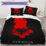 Albaania Vabariigi Muster Voodipesu komplekt Tekikott Padjap&uuml;&uuml;r Kodu Kaunistus S&uuml;nnip&auml;eva Kingitus (1 * tekikott + 2 * padjap&uuml;&uuml;ri ilma s&uuml;damikuta) 135x200cm red