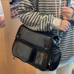 Moodne suur mahutavusega &otilde;lakott Multifunktsionaalne l&auml;bipaistev seljakott Vabaaja crossbody kott must