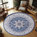 Vintage lilleline &uuml;mmargune vaip keeruka medaljoni disainiga madala karvaga libisemiskindla aluspinnaga Ideaalne elutuppa, magamistuppa v&otilde;i esikusse 120cm x 120cm gray