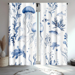 2 tk mereelustiku kalakujutisega kardin, pol&uuml;esterkangast, masinpestav, sobib magamistoa ja elutoa kaunistamiseks 53x116cm &2pc gray