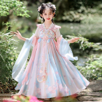 2026 T&uuml;drukute Suvine Hanfu Kleit: Hiina stiilis Tangi &uuml;likond Ruqun 140 cm white