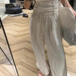 Valged linased naiste p&uuml;ksid elastse v&ouml;&ouml;kohaga harajuku Korea mood kottis p&uuml;ksid naistele &otilde;hukesed &uuml;lisuured vabaaja suvised p&uuml;ksid S valge