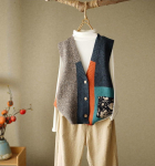 Kevadine ja s&uuml;gisene naiste mood, vintage kootud vest-kardigan S